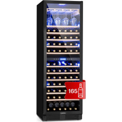 Klarstein Wine Fridge, 2 Zone Drinks Refrigerator, 425 L Built-in Wine Cabinet, Narrow, Wine Fridge with Glass Door, Indoor/Outdoor Bottle Fridge, Wine Fridge 5-20°C, 162 Bottles
