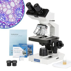 AmScope M82ES-SC100-LP100 OMAX Assembled LED Binocular Microscope with Empty Slides and Covers, Lens Cleaning Paper, 40 x 2000x