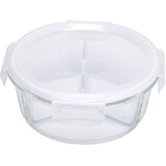 Garcia de Pou Set of 6 Containers with Lids, 3 Compartments, 950 ml, Diameter 17.2/6.6 x 7.5 cm, Transparent Glass