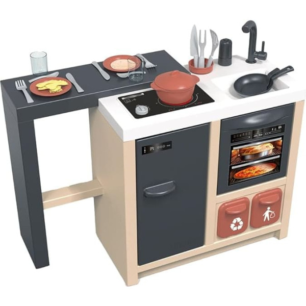Smoby - Kitchen Island - Modern Design - 360° Playing Surface - Traditional Features - 23 Accessories - Recycled Material - Ages 3+