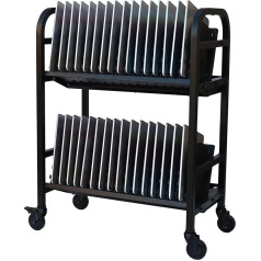 Workington Portable Open School Trolley for iPads, Chromebooks, Tablets and Laptops, Computers with Power Strip Included, Assembly Required, 1006 Black