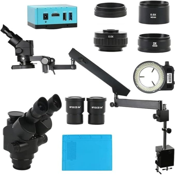 Microscope Accessory Kit UHD 4K IMX334 HDMI Video Camera 3.5X - 90X Articulated Arm Column Clamp Zoom Simul Focal Industrial Trinocular Microscope Microscopic Slides (Size : B)