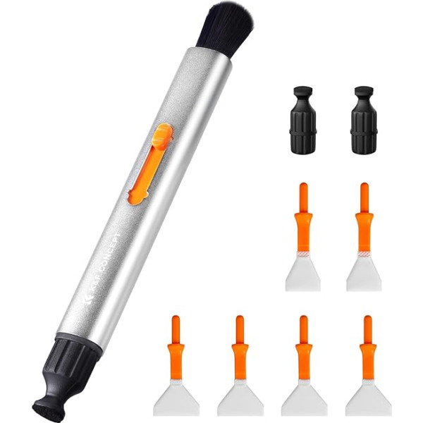 K&F CONCEPT 9 in 1 Cleaning Pen Set Cleaning Pen Set, Cleaning Set with Brush, 2 x Carbon Tips, 4 x Full Format Camera/2 x APS-C Cleaning Swab for DSLR Camera, Lenses, Mobile Phone, Laptop, AR VR
