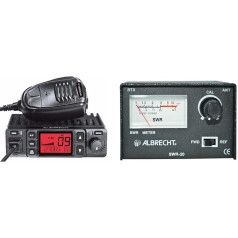 Albrecht AE6290 CB Radio 12629 with Integrated Repeater/Relay Function, 12/24V, VOX, RJ-45 Western Plug, Black & MID05SWR20 - Meter