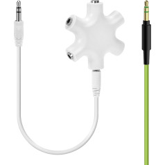 3.5mm 6 Port Headphone Jack Divider, Multi Headphone Splitter Adapter, Stereo Audio Headset Hub with Connector Cord Cable for Portable Media Player MP3 MP4 Mobile Phone DVD Player (Green)