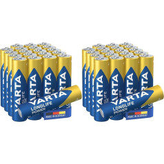 VARTA Batteries AAA Pack of 20, Longlife Power, Alkaline, 1.5 V, Ideal for Toys, Wireless Mouse, Torches, Made in Germany (Pack of 2)