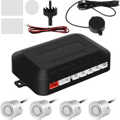 Bopfimer Parktronic Parksensor für Auto, 4 Sensoren, 22 mm, mit Summer, Rückenlehne, silberfarben
