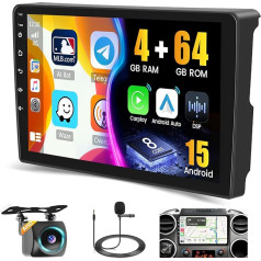 Hikity 8 Core/4G + 64G/DSP Android Car Radio for Citroen Berlingo B9 2008-2017 / Peugeot Partner 2008-2019 with Wireless CarPlay Android Car 9 Inch Touchscreen GPS 59UI DSP SWC FM/RDS WiFi + Camera +