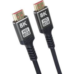PremiumCord 8K Ultra High Speed HDMI 2.1 Cable M/M 48Gbps with Ethernet, Video Resolution 8K @ 60Hz, Deep Colour, 3D, EDID, ARC, HDR, 3x Shielded, Textile Cable Braid, Gold-Plated, Length 5 m