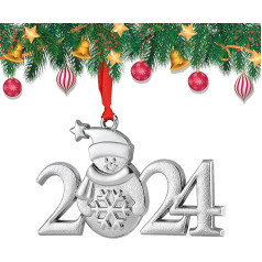 Christmas Ornaments 2024 Annual 2024 Snowman Christmas Tree Ornaments Silver Keepsake Ornament 2024 Dated Ornament for Christmas Decorations Holiday Decorative