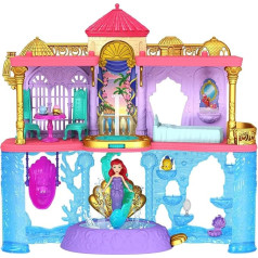 Disney Princess Ariel - Land and Sea Castle in Dollhouse Playset, 31.1 cm High, 6 Play Areas, Fabius Figure, Ariel Doll with 2 Modes, Stackable, for Children Aged 3 and Above, HLW95