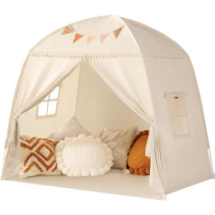 Sumbababy Large Teepee Tent for Kids: with Flags - Tent for Children Indoor Toddler Teepee for Boys & Girls - Toddler Playhouse Indoor Canopy Bed for Playroom Gift Toy (Cream)