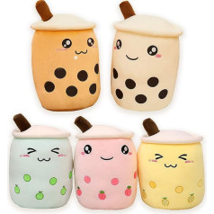 Amozo Bubble Tea Cuddly Toy, Plush Toy, Boba Tea Cute Cushion Plushie, XXL Soft Plush Cushion, Doll, Children's Toy (Beige, 50 cm)