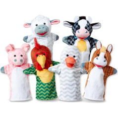 Melissa & Doug Barn Buddies Hand Puppets Set of 6 (Cow, Sheep, Horse, Duck, Chicken, Pig)