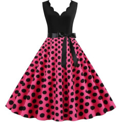 Rockabilly Dresses Women's 50s 60s Short Sleeve Polka Dots Cocktail Dress Vintage Swing Fashion Dresses Wedding Festive Knee-Length Dress Tunic Party Dress Ball Dress Pleated Skirt