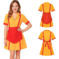 2 Broke Girls Costume, Carnival Costume 2 Broke Girls, Women's Waitress Costume, Diner Uniform with Apron for Carnival, Fancy Dress, Fancy Dress Theme Cosplay Costume