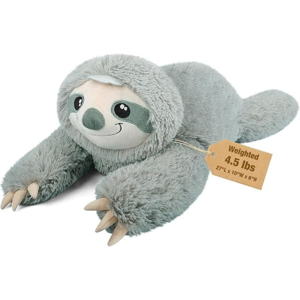 Bobbie & Laxi 68.6 cm & 2 kg Sloth Weighted Stuffed Toys, Cuddly and Soft Kids Plush Toy Cushion as Companion, Large Plush Toys with Removable Ceramsite Bag, Gifts for Children