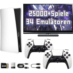 Q10 Retro Spielekonsole 4K HD, Retro Emulator Spielekonsole mit 25000+ Klassischen Spielen & 34 Emulatoren, Plug and Play Videospiele für den TV mit 2 x 2.4GHz Wireless Controllern (128GB)
