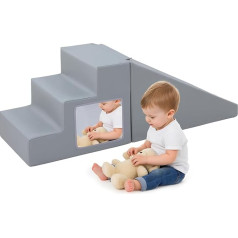 Foam Building Blocks Children Climbing Indoor: 2 PU Leather Soft Building Blocks Giant Building Blocks Play Building Blocks with Baby Safe Mirror Soft Building Blocks Baby Montessori Large Building