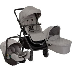 Graco Near2Me™ DLX 3-in-1 Pushchair Set Including Carrycot (0-9 kg) and Carrycot (40-75 cm), up to 22 kg, Backward, Forward, Compact Folded, Includes Adapter and Rain Cover, Grey, Ash