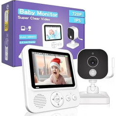 OBVHNUA Baby Monitor with Camera 2.8 Inch Baby Monitor with 720P IPS Screen 2000 mAh Battery VOX Digital Zoom Temperature Monitoring 2-Way Audio Night Vision Lullabies Alarm Clock