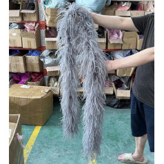 2 3 4 6-lagige flauschige Straußenfedern-Boas für Karnevalskleidung, Nähzubehör, Hochzeitskleid, Federn, Schal-Dekoration, grau, 2-lagig