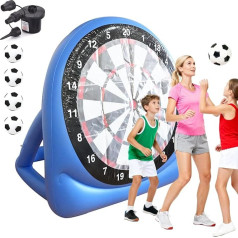 Inflatable Football Target Training Kit, Portable Outdoor Kick Dart Throwing Game, 150cm Oversized Target, 4x 15cm Football Balls and Electric Air Pump, for Family, Yard, Beach, Lawn