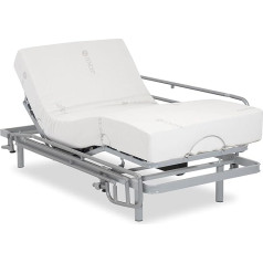 Gerialife - Electrically Adjustable Slatted Frame | Orthopaedic Mattress 20 cm Visco Tencel (80 x 200, Wireless Control + Railing)