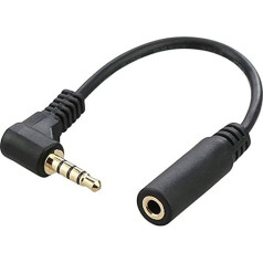 JSER 3.5mm 90 Degree Angled 4 Pin Stereo Male to Female Extension Lead Cable - Black