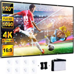 Portable Projector Screen, 16:9 HD Projector Screen, Foldable Projection Screen for Indoor and Outdoor, Cinema, Theatre, Projector Screen, 120 Inch Projection Screen for Home,