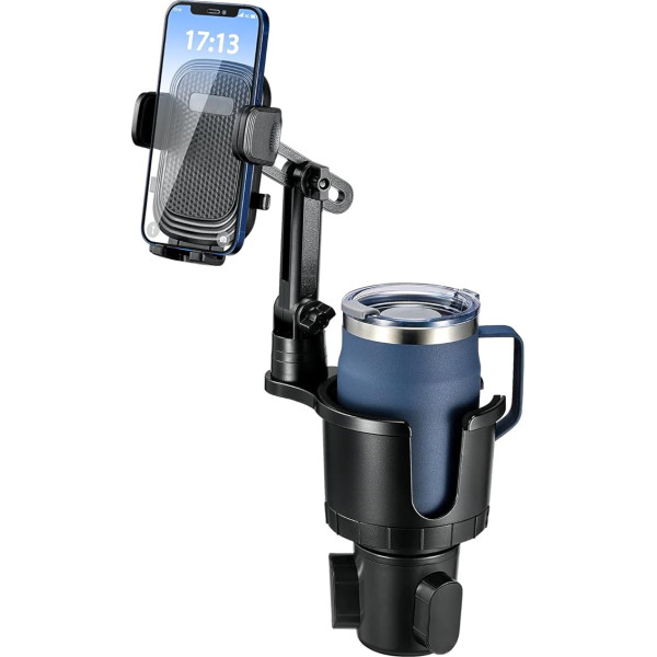 This Hill Car Cup Holder Expander, Adjustable Base with Phone Holder, Compatible with iPhone and All Smartphones