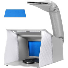 VIVOHOME Airbrush Extraction System Portable Spray Booth Double Fan with 4 LED Lighting Rotary Table and Filter Sponge for Model Making Cake Nail Toy Painting Work