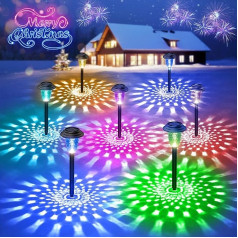 Pack of 8 Solar Lights for Outdoor Garden, Christmas Lighting Outdoor with Heat and RGB Modes, Waterproof Solar Lights for Outdoor Garden Lawn Patio Yard Christmas Decoration Gifts