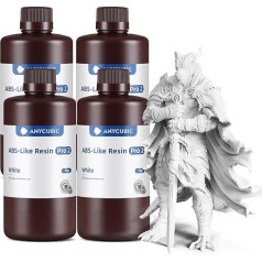 ANYCUBIC ABS-Like Resin Pro 2, 3D Printer Resin with Increased Strength and Toughness, High Precision, Wide Compatibility with All Resin 3D Printers (White, 1 kg, 4 Pieces)