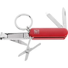 ZWILLING Stainless Steel Manicure Multi-Tool with Keyring, Nail Scissors, Nail Clippers & Nail File in Travel Size, Red, 60 mm