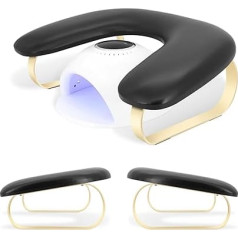 U Shaped Nail Hand Rest Pillow Sleeping Pillow PU Leather Manicure Armrest with Non-Slip Removable Bracket Nail Salon Technician Home DIY Nail Tools (Black G)