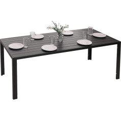 Mendler HWC-N40 Aluminium Dining Table Bistro Table Garden Table Balcony Table Weatherproof 180 x 80 cm Anthracite