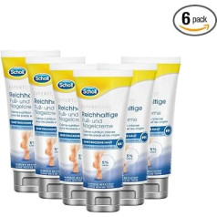 Scholl Rich Foot and Nail Cream - Moisturising Foot Cream for Stressed Feet & Toenails - With Urea & Vitamin Complex - 6 x 75 ml