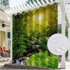 EMDPBD Printed Outdoor Curtain, Weatherproof Outdoor Curtains with Eyelets, Forest Landscape Pattern, Opaque, Heat-Insulated UV Protection Curtains for the Patio, 1 Piece, Style5 W 213 x H 213 cm