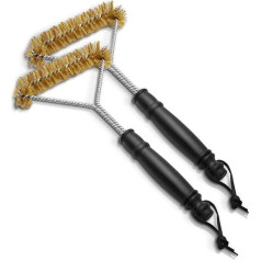 Set of 2 Grill Brush, Triangular Grill Brush, 30 cm Stainless Steel Grill Brush, 360° Cleaning Brush, Anti-scalding Plastic Handle for Grill Grate, Gas Grill, Charcoal Grill