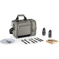 PICNIC TIME - Belmont 4 Picnic Hamper - Wicker Baskets - Picnic Set for 4 People (Navy and White Stripes)