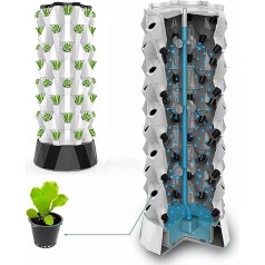 Hydroponisches Anbausystem-Kit, Indoor-Anbausystem, vertikaler Wachstumsturm mit Befeuchtungspumpe, Timer-Adapter, Saatbett und Netztöpfen für Kräuter, Obst und