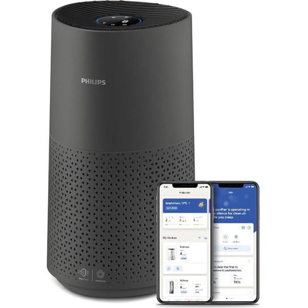 Philips Air Purifier Smart 1000i Series - Cleans Rooms of 78 m² - Removes 99.97% of Pollen, Allergies, Dust and Smoke - Wi-Fi Connectivity - Ultra-Quiet and Low Energy Consumption - AC1715/11