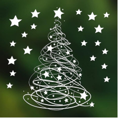 Christmas Window Stickers - Swishy Tree Christmas Window Cling Decoration - Medium