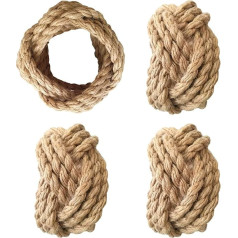 KPAVIR Handmade Round Mesh Napkin Rings Classic Braided Jute Dinner Table Party Daily - Set of 8 (Natural)