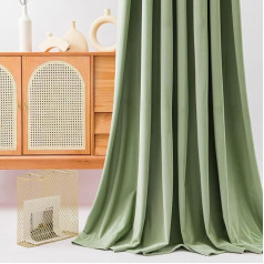 MYRU Nordic Velvet Curtains, Light Filtering Eyelet Curtains, Luxury Fabric for Bedroom Living Room, Light Green, 2 x 66 x 90 Inch, 460 GSM Velvet)
