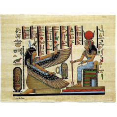 Discoveries Egyptian Imports Painted Papyrus - Ma'at and Isis - 19.7 x 27.3 cm