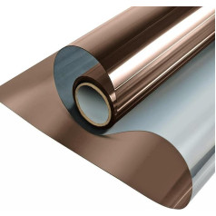 ConCus-T One Way Window Film Sun Blocker UV Window Film Blackout Window Tint Film Mirror Effect Film Conservatory Roof Cover Solar Film Static Adhesive Brown Silver 90 x 300 cm