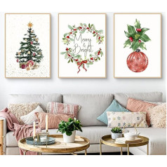 Ueiwffzo Set of 3 Poster Set, Christmas Wall Picture Set, Christmas Decor Art Pictures, Christmas Decoration, Modern Pictures Set, Art Prints, Wall Decoration Without Frame, Wall Poster for Living