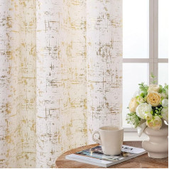 L.Z.E Velvet Curtains with Ruffle Tape for Living Room Bedroom Cream Gold Curtain Opaque for Rail System Rail, Set of 2 Curtain Scarf 225 cm Long 50% Translucent Privacy Screen